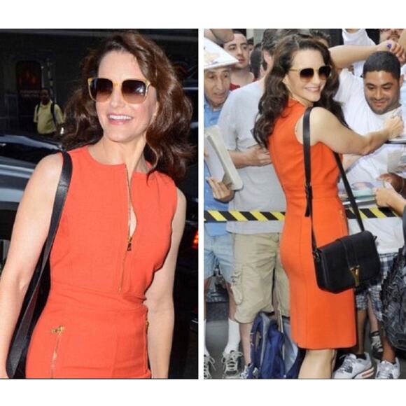 Tory Burch Dresses & Skirts - Tory Burch Mariel Orange & Gold Marmalade Knit Sleeveless Shift Dress Size 6